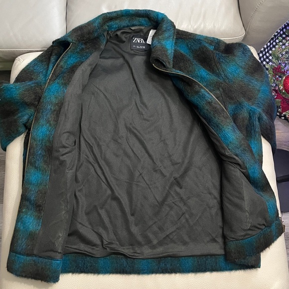 Zara DNWR. Men's Wool Blended Fluffy Plaid Jacket - Size L - Picture 9 of 13